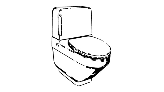 Szkic pierwszej toalety myjącej marki Geberit, Geberit-o-Mat