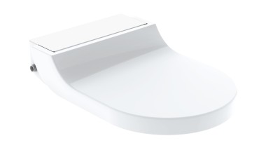 Deska sedesowa z toaletą myjącą AquaClean Tuma Comfort z panelem dekoracyjnym z białego szkła